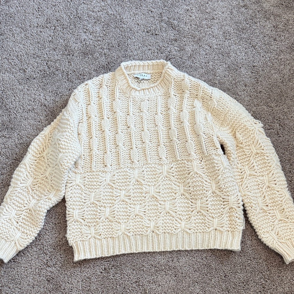 Gilli Cream Textured Knit Sweater